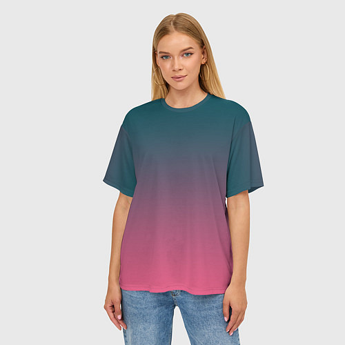 Женская футболка оверсайз Абстрактный градиент / 3D-принт – фото 3