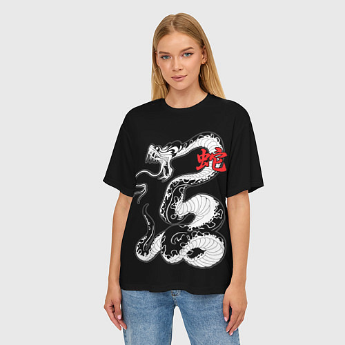 Женская футболка оверсайз Змея - китайский гороскоп / 3D-принт – фото 3