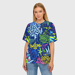Футболка оверсайз женская Урбанизм и граффити, цвет: 3D-принт — фото 2