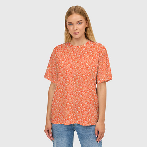 Женская футболка оверсайз Оранжевый мелкий рисунок / 3D-принт – фото 3