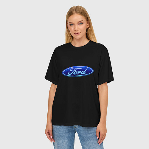 Женская футболка оверсайз Ford neon steel / 3D-принт – фото 3