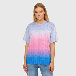 Футболка оверсайз женская Tie-dye color gradient: pink-blue, цвет: 3D-принт — фото 2