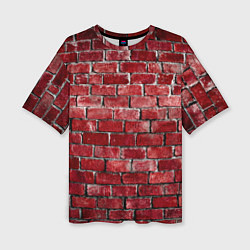 Женская футболка оверсайз Текстура красного кирпича
