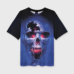 Футболка оверсайз женская Череп разъяренный кричащий - blue skull, цвет: 3D-принт