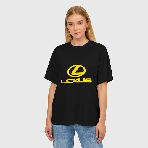 Женская футболка оверсайз Lexus yellow logo / 3D-принт – фото 3