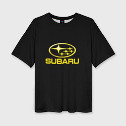 Футболка оверсайз женская Subaru logo yellow, цвет: 3D-принт