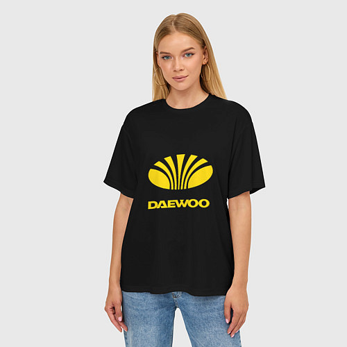 Женская футболка оверсайз Daewoo logo yellow / 3D-принт – фото 3