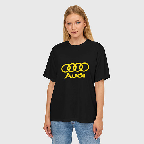 Женская футболка оверсайз Audi logo yellow / 3D-принт – фото 3