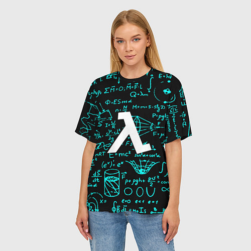 Женская футболка оверсайз Half life matematic freeman / 3D-принт – фото 3