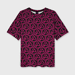 Женская футболка оверсайз Linkin park pink logo