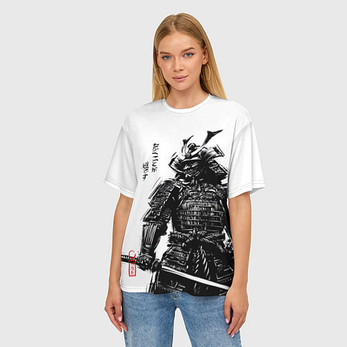 Женская футболка оверсайз Самурай с катаной / 3D-принт – фото 3