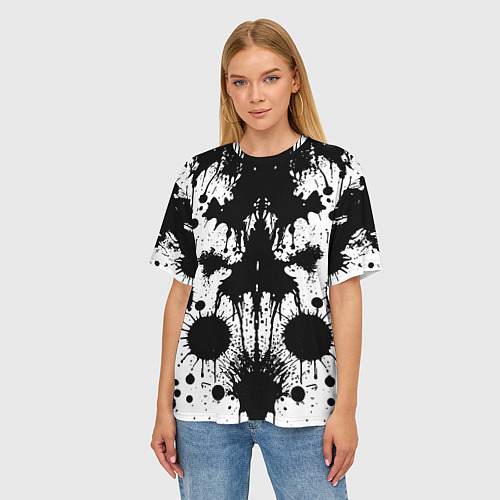 Женская футболка оверсайз Psychedelic Rorschach test - ai art / 3D-принт – фото 3