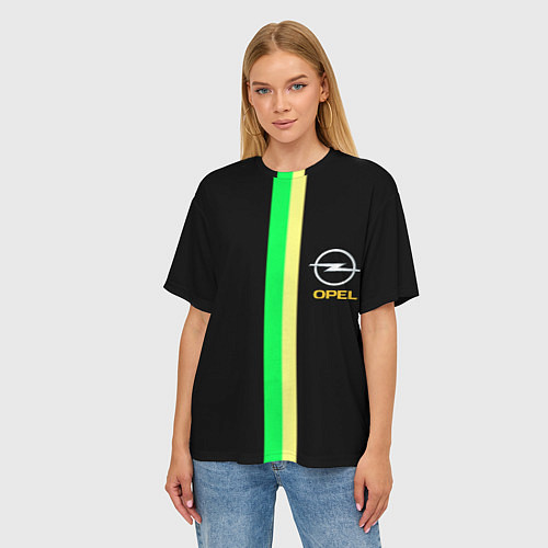 Женская футболка оверсайз Opel line geometry / 3D-принт – фото 3