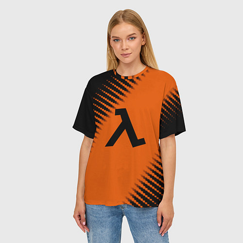Женская футболка оверсайз Half life orange box / 3D-принт – фото 3