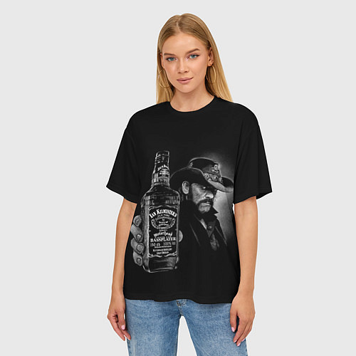 Женская футболка оверсайз Motorhead - Ian Kilmister whiskey / 3D-принт – фото 3