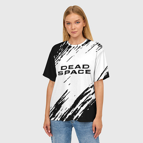 Женская футболка оверсайз Dead space чёрные краски / 3D-принт – фото 3