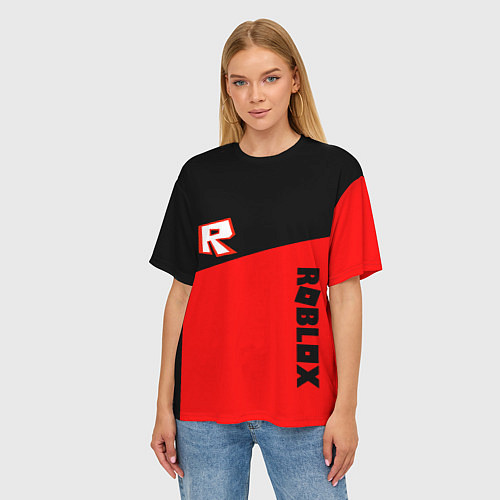 Женская футболка оверсайз Roblox geometry red / 3D-принт – фото 3