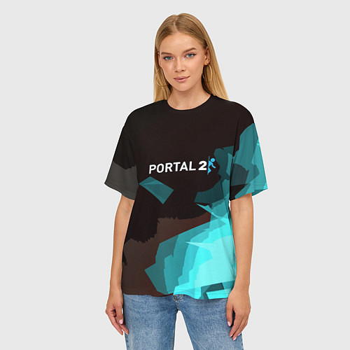Женская футболка оверсайз Portal abstraction game valve / 3D-принт – фото 3