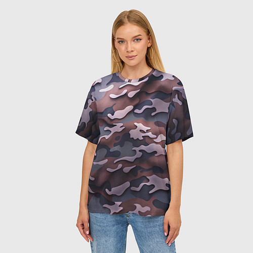 Женская футболка оверсайз Камуфляж-грязь / 3D-принт – фото 3
