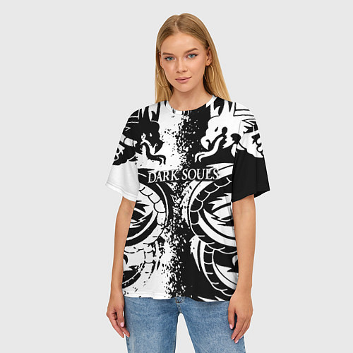 Женская футболка оверсайз Darksouls rpg dragon / 3D-принт – фото 3
