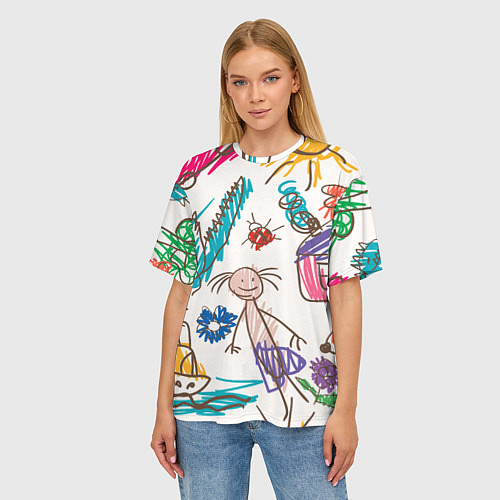 Женская футболка оверсайз Детский принт / 3D-принт – фото 3