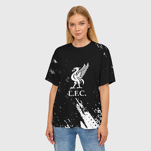 Женская футболка оверсайз Liverpool краски фк / 3D-принт – фото 3