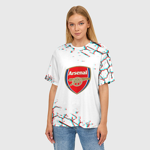 Женская футболка оверсайз Arsenal fc текстура / 3D-принт – фото 3