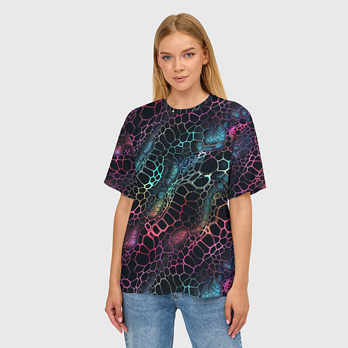 Женская футболка оверсайз Змеиный принт / 3D-принт – фото 3