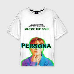 Футболка оверсайз женская BTS Jimin Persona - кто я иероглифами, цвет: 3D-принт