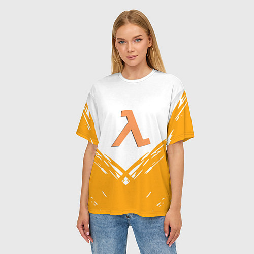Женская футболка оверсайз Half life текстура / 3D-принт – фото 3