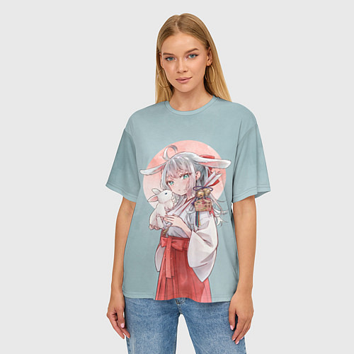 Женская футболка оверсайз Аля иногда кокетничает со мной по-русски - Алиса / 3D-принт – фото 3