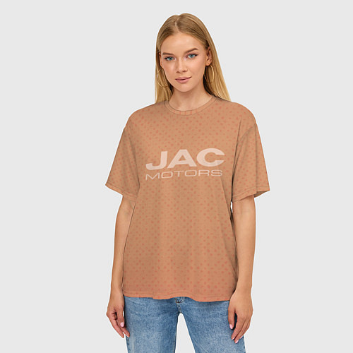 Женская футболка оверсайз Jac motors паттерн охра / 3D-принт – фото 3
