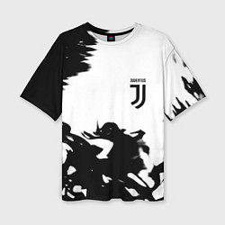 Женская футболка оверсайз Juventus smoke black fire