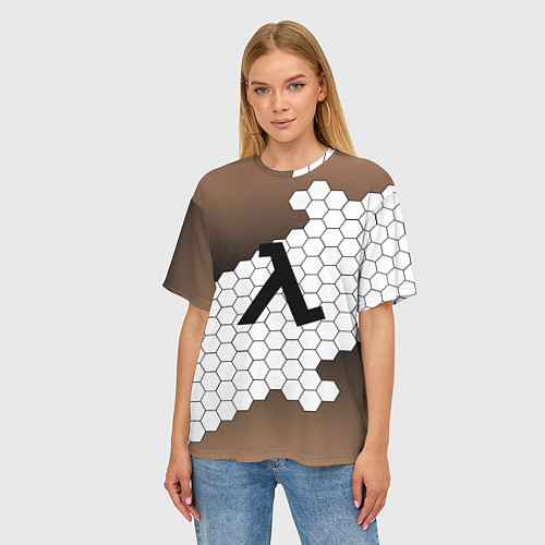 Женская футболка оверсайз Half life соты / 3D-принт – фото 3