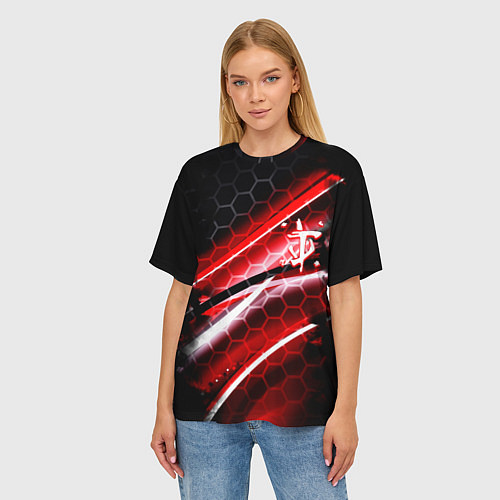 Женская футболка оверсайз Doom logo game / 3D-принт – фото 3