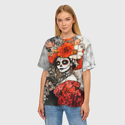 Футболка оверсайз женская Катрина в красном, цвет: 3D-принт — фото 2