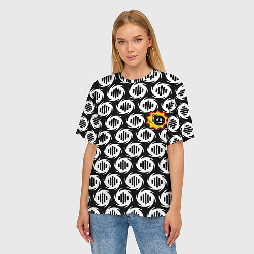 Женская футболка оверсайз Serious Sam logo pattern / 3D-принт – фото 3