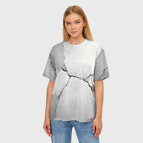 Женская футболка оверсайз Растрескавшийся бетон / 3D-принт – фото 3