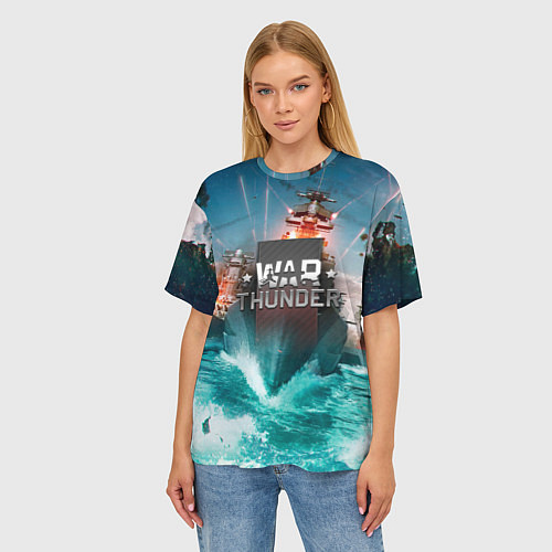 Женская футболка оверсайз Wartunder корабль авианосец / 3D-принт – фото 3