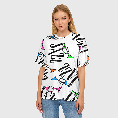 Женская футболка оверсайз Just jazz in color / 3D-принт – фото 3