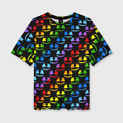 Женская футболка оверсайз Marshmello pattern neon