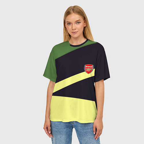 Женская футболка оверсайз Arsenal geometry / 3D-принт – фото 3