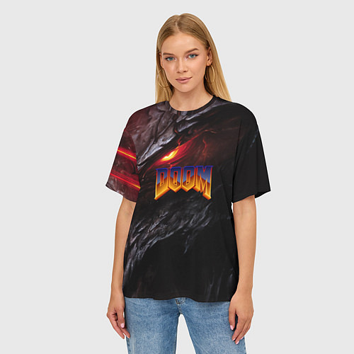 Женская футболка оверсайз Doom to hell / 3D-принт – фото 3