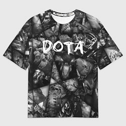 Футболка оверсайз женская Dota 2 - мозаика из персонажей игры, цвет: 3D-принт