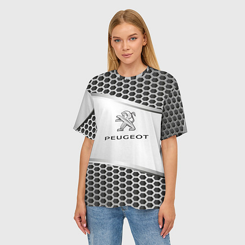 Женская футболка оверсайз Peugeot carbon metal / 3D-принт – фото 3