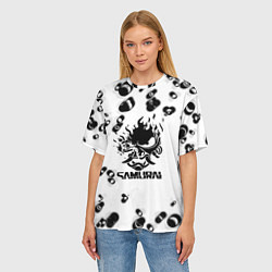 Футболка оверсайз женская Samurai черные краски текстура, цвет: 3D-принт — фото 2