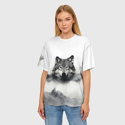 Футболка оверсайз женская Голова серого волка, цвет: 3D-принт — фото 2