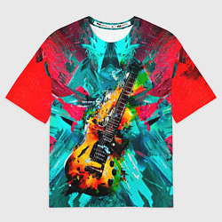 Женская футболка оверсайз Электрогитара в красках