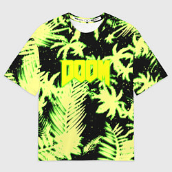 Футболка оверсайз женская Doom тропический стиль кислота, цвет: 3D-принт