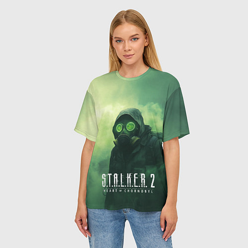 Женская футболка оверсайз Stalker 2 сердце Чернобыля / 3D-принт – фото 3